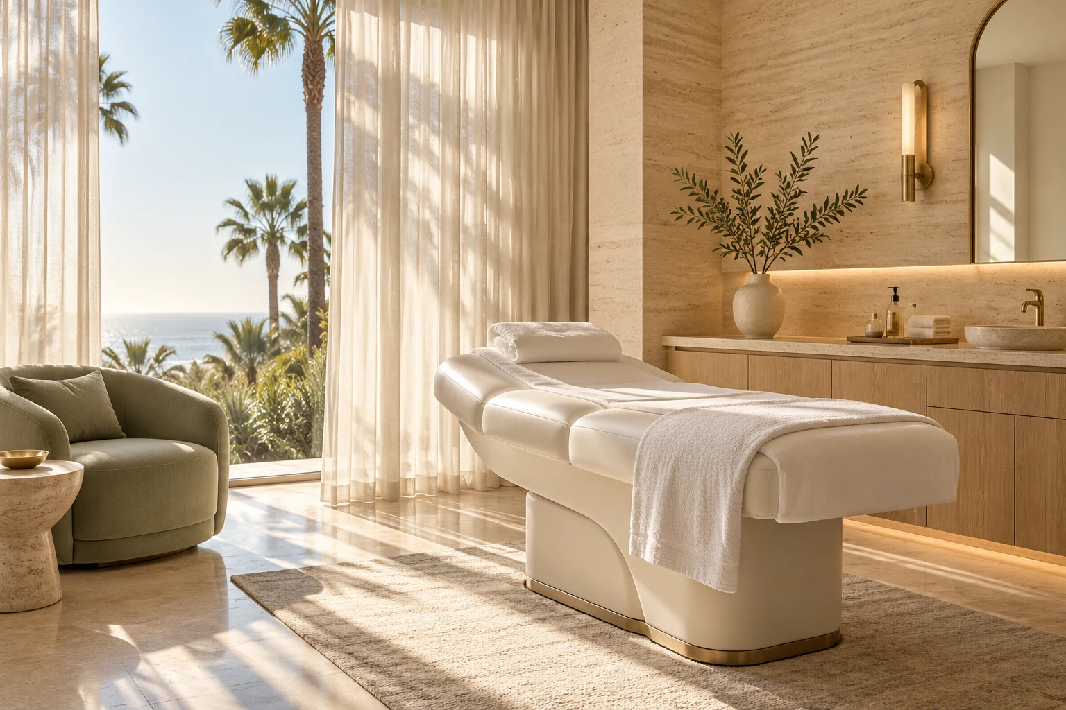 Illustrative sunlit medical spa interior used in the Orange County directory